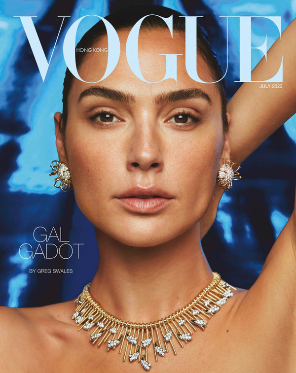 Gal Gadot for Vogue Hong Kong, 2023, makeup by Jo Baker for Bakeup Beauty