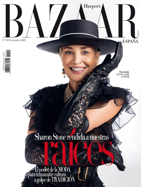 Sharon Stone for Harper's Bazaar Spain, October 2022, makeup by Jo Baker for Bakeup Beauty