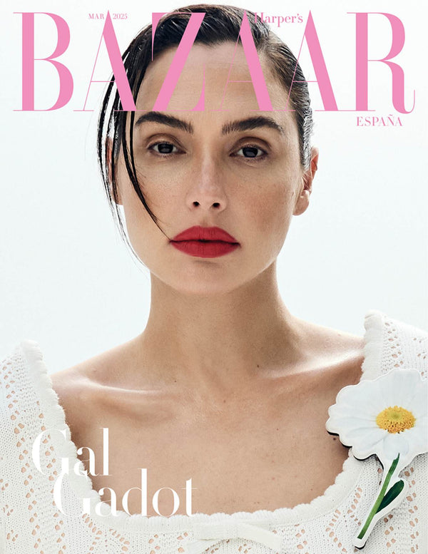 Gal Gadot for Harper's Bazaar España, February 2025, second look, makeup by Jo Baker for Bakeup Beauty