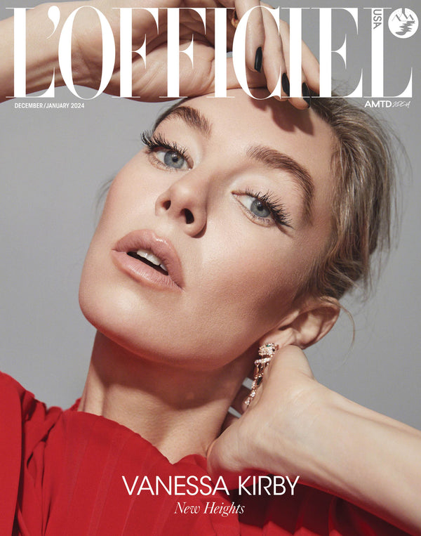 Vanessa Kirby for L'Officiel Paris, December 2023, makeup by Jo Baker for Bakeup Beauty