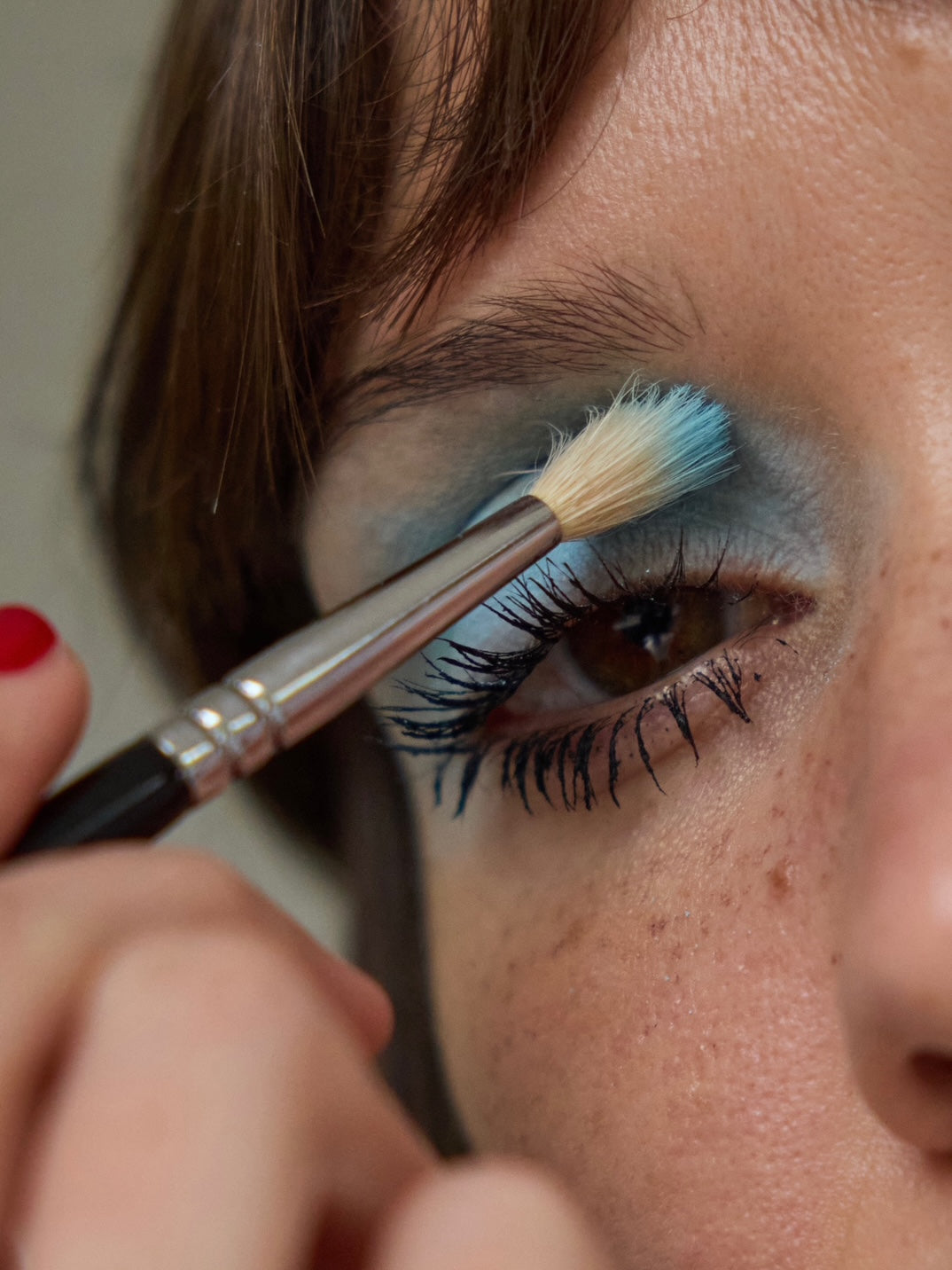 Model wearing an eye look created with Bakeup Beauty Pastel Eyeshadow Palette